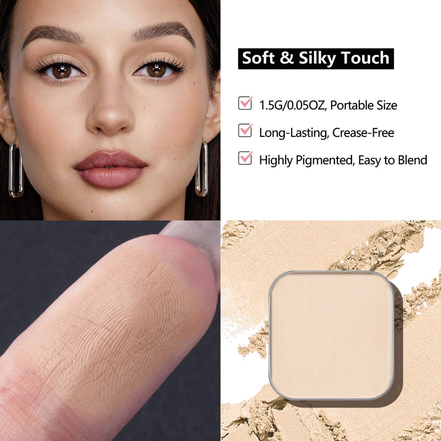 3-Color Eyeshadow Combo Pack – Matte & Shimmer Neutral Shades,Powder, Highly Pigmented, Long-Lasting, Refills Pans for Custom Magnetic Palette