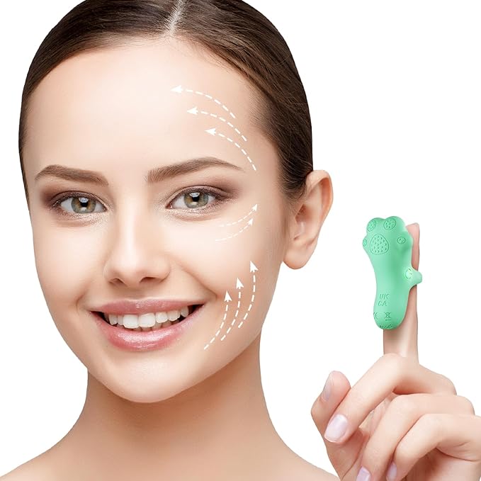 Portable Mini Facial Massage Ball, Waterproof Rechargeable Powerful Multifunctional Eye Face Finger Massager (Green)