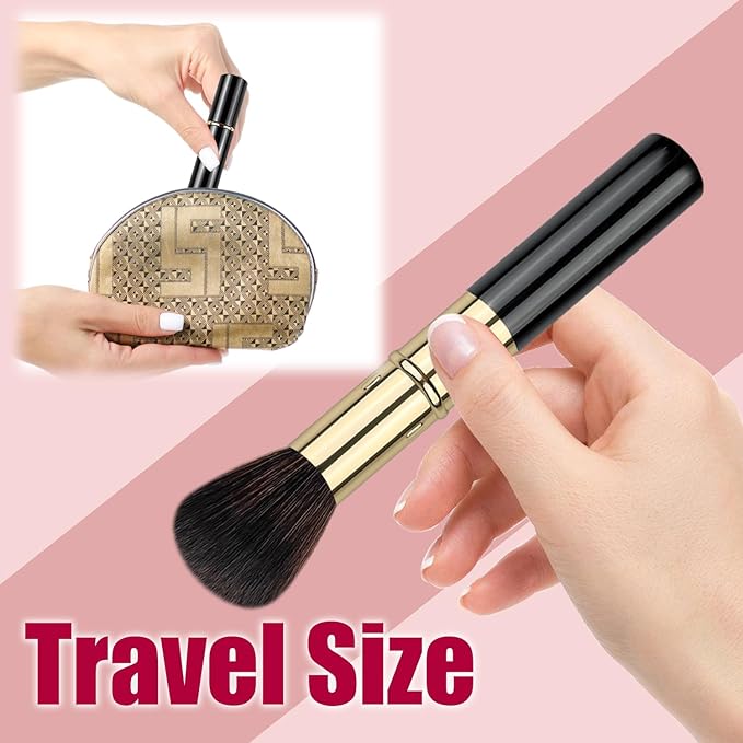 Retractable Makeup Brush, Travel Kabuki Powder Brush, Retractable Blush Brush, for Blush, Bronzer, Buffing, Highlighter Flawless Powder Cosmetics, Travel Friendly