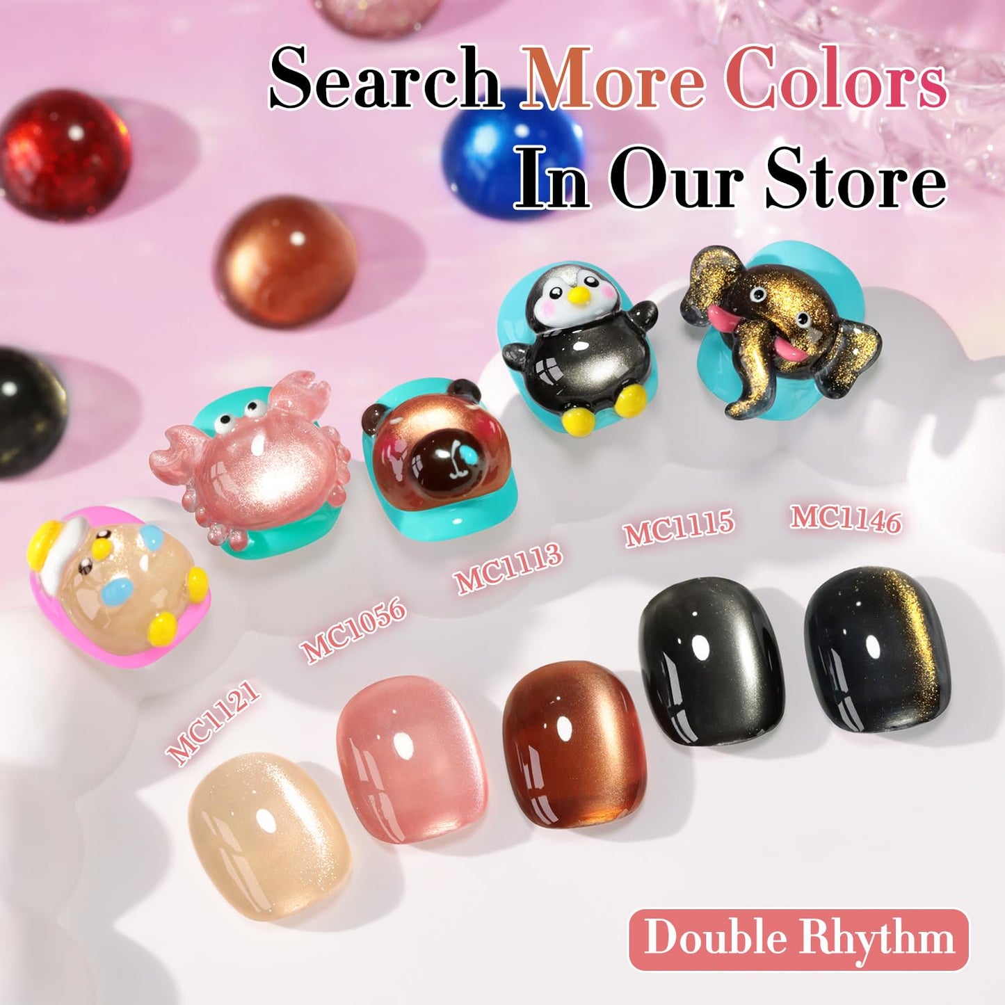 Double Rhythm Cat Eye Gel Polish with Magnet 15ML Holographic Glitter Shimmer Translucent Sheer Color Glass Brown Magnetic Gel Polish Salon DIY at Home (Fall Brown-MC1113)