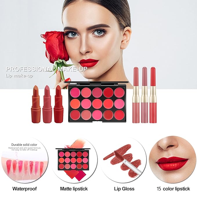 M All In One Makeup Kit, Makeup Kit for Women Full Kit,Multipurpose Women's Cosmetics Set,Beginners and Professionals Alike,Easy to Carry(DLS-Pink)