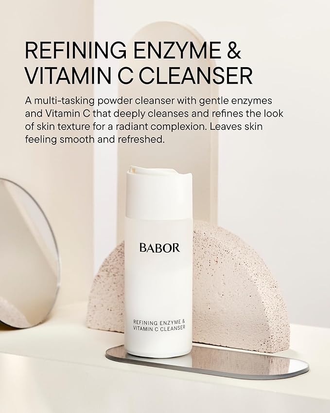 BABOR Refining Enzyme & Vitamin C Cleanser, Enzyme Powder Cleanser, Exfoliating Face Wash Polish, Gentle Facial Scrub to Brighten and Even Complexion