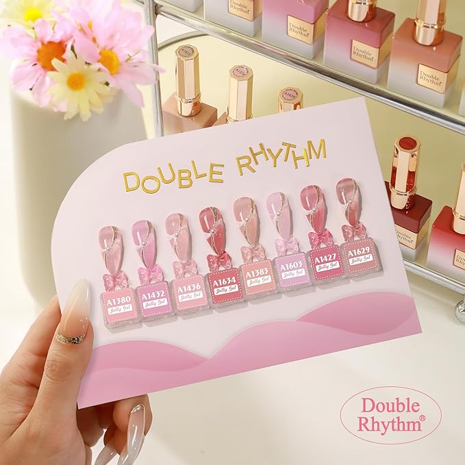 Double Rhythm 28Pcs 0.5Oz Gel Nail Polish Set Same Color Same Bottle Soak Off Gel Polish Kit Nail Art Manicure Salon DIY at Home for Women (Jelly Sheer Clear Collection-T24-8)