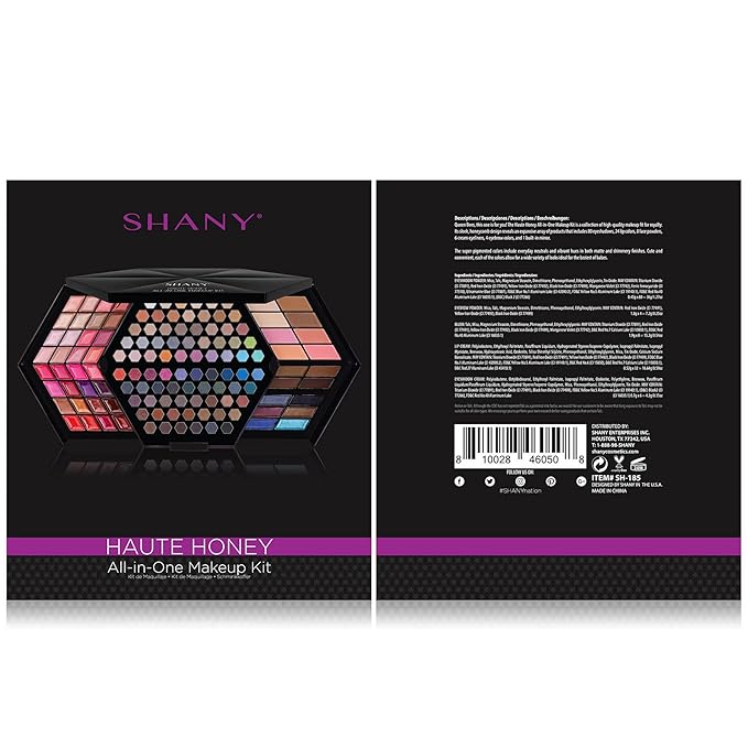 SHANY Haute Honey Makeup Set - All-in-One Makeup Kit with 80 Eyeshadows, 32 Lip Colors, 6 Gel Eyeliners, 4 Face Powders, 4 Blushes, and 4 Eyebrow Powders