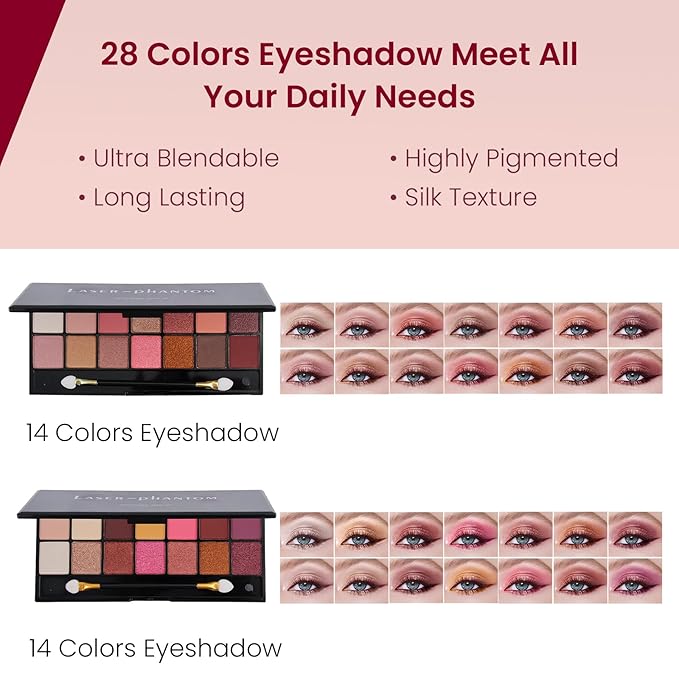Makeup Kit for Women Full Kit, Travel Makeup Kit, Makeup Gift Set for Teens Girls Beginners Professionals, Makeup Bundle Include 2 Matte & Glitter Eyeshadow Palettes, Lip Gloss Set