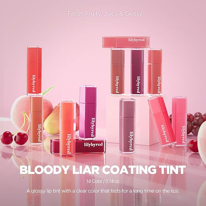 lilybyred Bloody Liar Coating Tint | Korean Glossy Lip Stain, Vivid Juicy Color, Syrupy Shine, Moisturizing, Long-Lasting & Smudge-Proof, Non-Sticky, Lightweight, 0.14 oz. (08 Confident Cherry Tomato)
