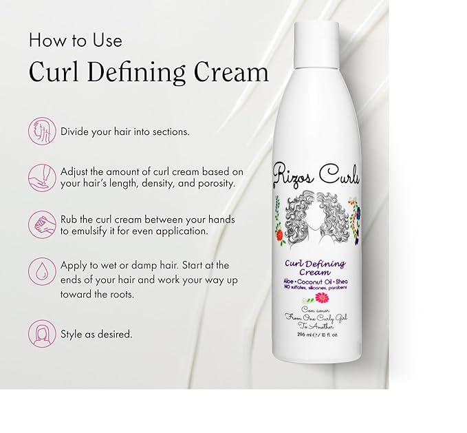 Rizos Curls Travel Curl Defining Cream, Enhance Waves, Curls & Coils, Soft Hold for Weightless Volume, Moisturizing for Frizz-Free Shine with Aloe Vera, Coconut Oil & Shea Butter, 2.5 oz
