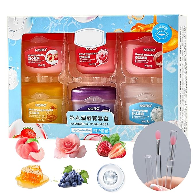 Lip Moisturizer Lip Balm, 6-Pack Lip Balm Hydrating, Lip Hydration Lip Care Products, Lipbalm For Dry Lips, Lip Sleeping Mask Tinted Lip Balm Set, Lip Mask Overnight Nourishing Cracked Lips