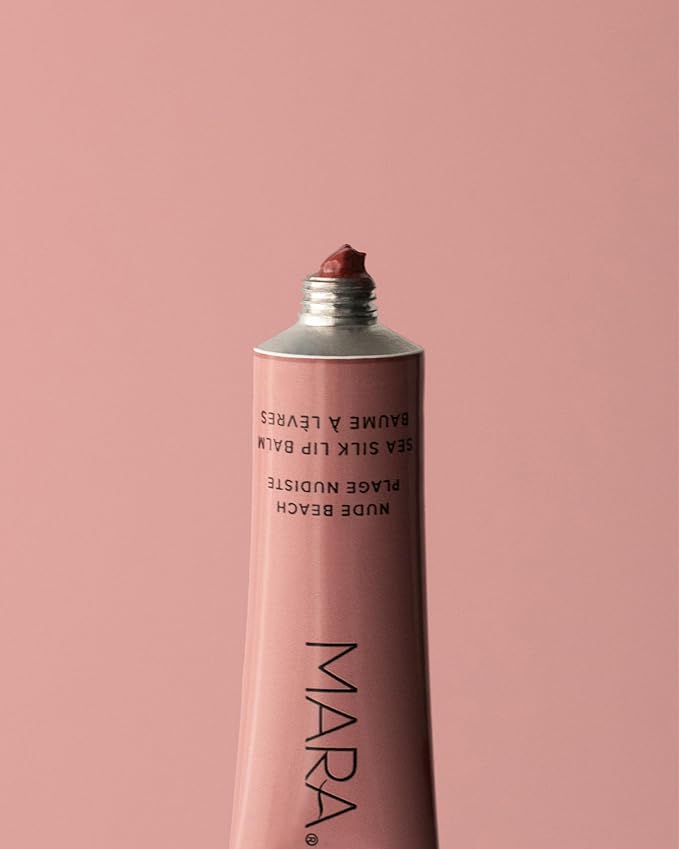 MARA - Natural Sea Silk Lip Balm With Algae + Moringa | Non-Toxic, Plant-Based Skin Care, Hypoallergenic | Moisturize, Plump + Soothe Dry, Chapped Lips (Nude Beach, 0.5 oz | 15 ml)
