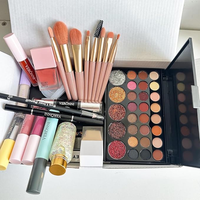 VERONNI All in One Makeup Kit,Eye Face Lips Makeup For Mother's Day,Multipurpose Women's Makeup Sets,Beginners and Professionals Alike (All in one makeup set)