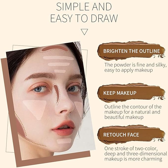 Double-End Contour Highlighter Stick Contour Stick, Face Highlighter, Contour Makeup Contouring Sticks Cream Concealer (5)