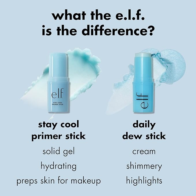e.l.f. Stay Cool Primer Stick, Hydrating Gel Primer Preps Skin For Makeup, Imparts A Cooling Feel, Infused With Aloe Water, Vegan & Cruelty-Free