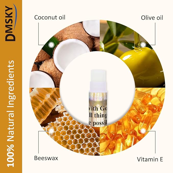 DMSKY 60 Lip Balm Bulk, Christian Gift for Women Men Faith Religious Moisturizing Lip Care Product Stocking Stuffers with Inspirational Scripture Happy Moment Praise God for Friend