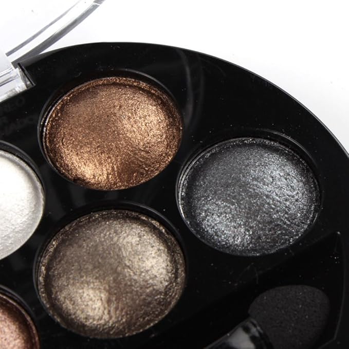 Mallofusa 5 Colors Eye Shadow Palette Powder Glitter Metallic Shimmer Makeup Palette Charming Highlight Look (Nature) 4.7oz