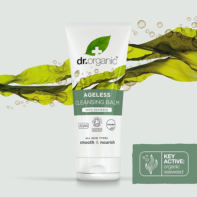 Dr. Organic Ageless Cleansing Balm with Seaweed | Moisturizing, Gentle, Removes Impurities, Certified Organic, Paraben & SLS-Free, Natural, Vegan, 100 ml / 3.4 fl oz