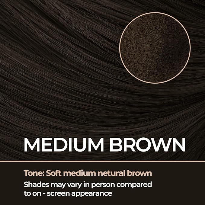Keratin Hair Fibers for Men & Women - Fill In Fine or Thinning Hair, Instantly Thicker, Fuller Looking Hair (Medium Brown 15g)