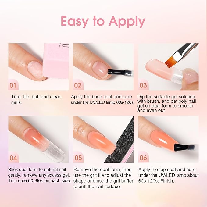 ROSALIND Poly Nail Gel Kit -14 Colors +72 Nail Art Accessories kit Nude Pink Poly Nails Gel Kit Starter Kit with Mini UV Lamp Slip Solution Basic Poly Nail Art Tools for Beginners with Everything