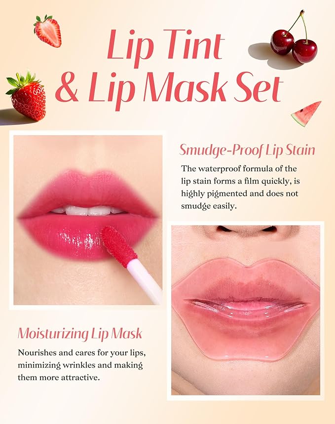 Lip Tint Stain Set, Lip Stain Long Lasting Lightweight Waterproof, Transfer-Proof, Non-sticky, Lip Makeup Matte Finish