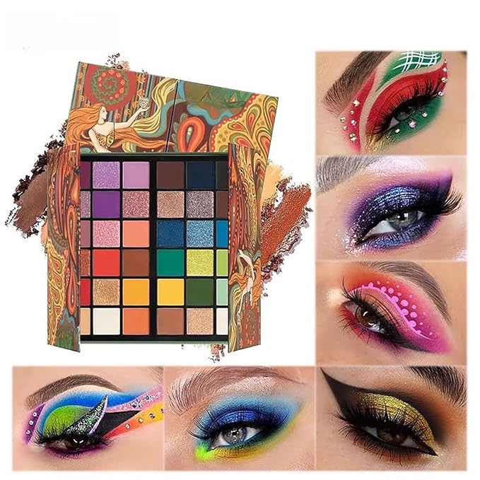 K'APEINE 36 Colors Eyeshadow Palette, Colorful Eyeshadows Palette Neon Shimmer Matte Glitter Eye Shadow High Pigmented Shadow Set Long Lasting Eye Makeup for Women