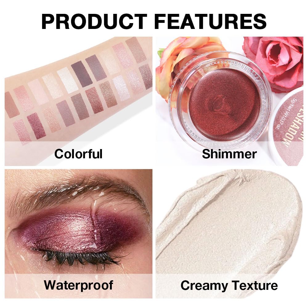 Cream Glitter Brulee Shimmer Metallic Eyeshadow Palette Makeup, Natural Single Mini Instant Holographic Eyeshadow For Women, Sombras Crema Para Ojos, Talc, Paraben & Cruelty Free, 705
