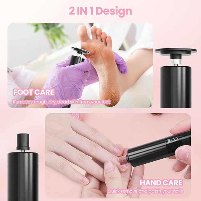 Electric Callus Remover for Feet, Rechargeable Professional Electronic Foot File Nail Grinder,9 Adjustable Speed Foot Sander Scrubber Pedicure Tool for Dry Dead Skin with Sandpaper Discs (Black)