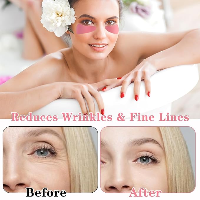 Under Eye Patches, 4 Pairs Reusable Under Eye Patches, Eye Patches for Puffy Eyes, with Metal Eye Cream Applicator, Eye Mask Silicone Eye Patches for Lifting Effect & Minimize Fine Lines & Wrinkles