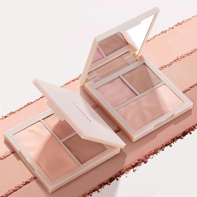 3 Colors Blush Palette For Cheek Makeup, Matte Blush Powder Blendable Face Blush,12H Longlasting, Lightweight, Smooth Pink Blush, Wonderland Pink, 0.37Oz