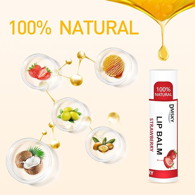 DMSKY 60 Pack Lip Balm, Natural Lip Balm Bulk with Vitamin E and Coconut Oil, Moisturizing Soothing Chapped Lips, Gifts for Women Stocking Stuffers Party Favors