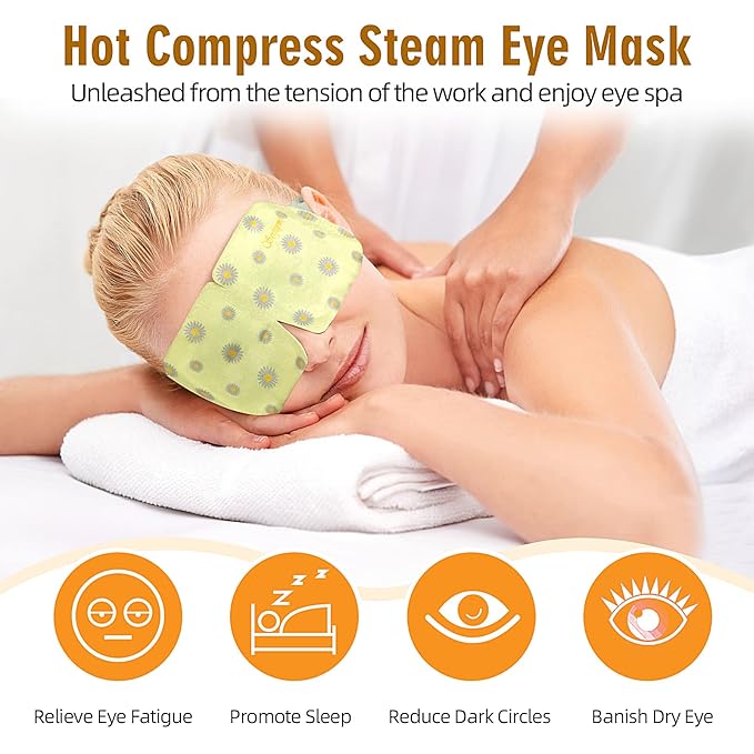 Serfeymi 22 Packs Steam Eye Masks Self Heating Warm Eye Mask, Disposable Eye SPA Heated Eye Mask for Sleeping, Relieve Eye Fatigue, Gifts Mother's Day -Unscented(11PCS)+ Chamomile(11PCS)