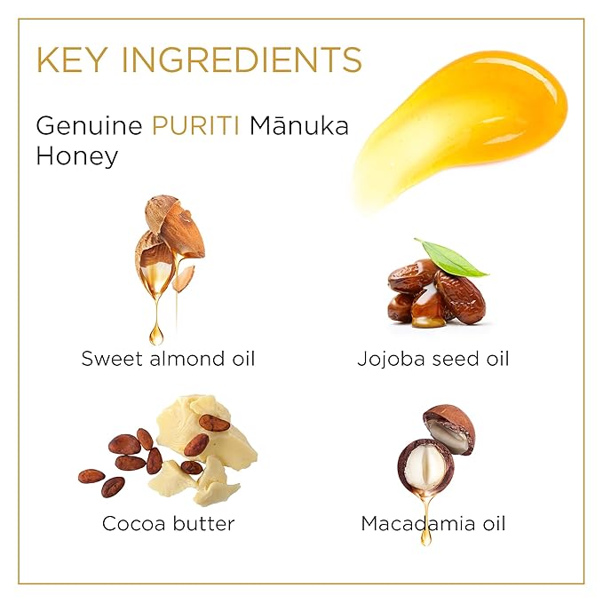 PURITI Manuka Honey Lip Balm – 3pack Soothing & Moisturizing, Enriched with Almond, Jojoba, Macadamia Oils, Cocoa Butter, Hydrating for Dry & Chapped Lips, 100% Genuine New Zealand Manuka Honey