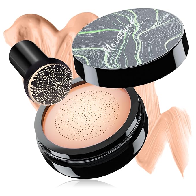 Mushroom Head Air Cushion CC Cream Foundation - Moisturizing & Long-Lasting BB Cream Concealer Makeup Base for All Skin Types, Brighten Long - Lasting Even Color Correcting Concealer (Nude)