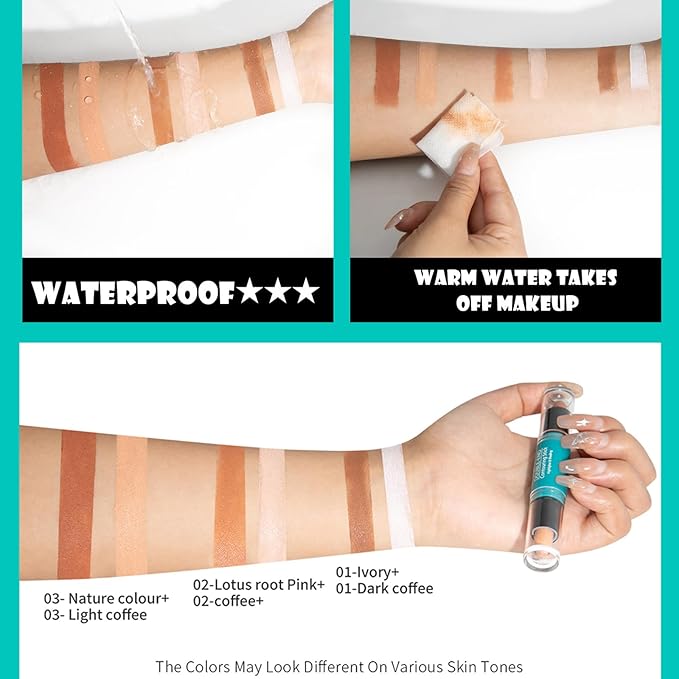 MEICOLY 2-in-1 Highlighter Contour Stick,Cool Toned Contour Stick,Makeup Highlighter Stick,Long Lasting Waterproof Bronzer Contour Pencil,Travel Cream Face Shaping Stick,01