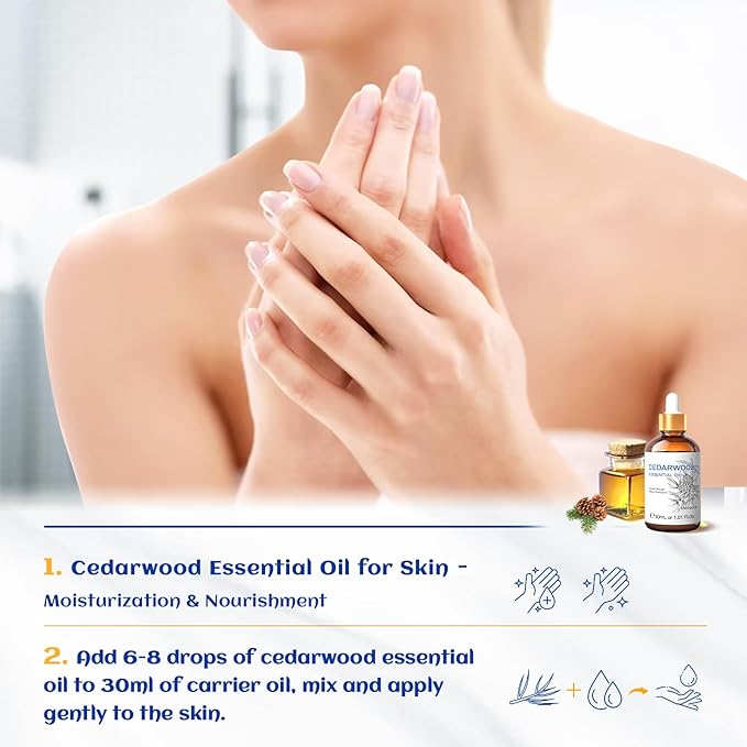 HIQILI 1 Fl Oz Cedarwood Essential Oil, Pure Natural Cedarwood Oil for Hair, Diffuser, Aromatherapy - 30ML