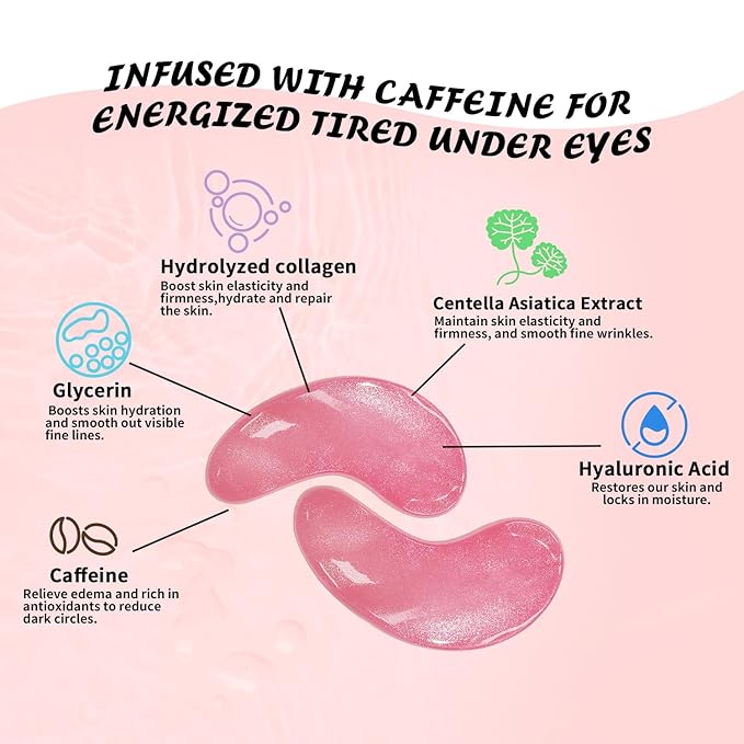 Under Eye Patches (25 Pairs), Caffeine Eye Masks for Dark Circles Puffy Eyes Undereye Bags, Collagen Eye Patches for Wrinkles and Puffiness, Skin Care Gift for Her
