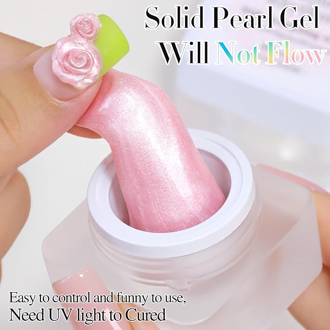 Double Rhythm 3D Nail Gel Pearl Solid Sculpting Gel for Nail Art Non-Sticky Hard Gel for Building Carving Molding Nail Extension Soak Off UV/LED Nail Art Salon Home DIY 0.5 Oz (Pink-Silk 04)