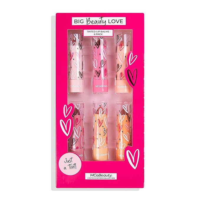MCoBeauty Big Beauty Love Tinted Lip Balms Pack - Delicious Collection Of Scented Lip Balms - Provides Long-Lasting Moisture And A Soft Scent - Enriched With Natural Oils And Waxes - 6 Pc