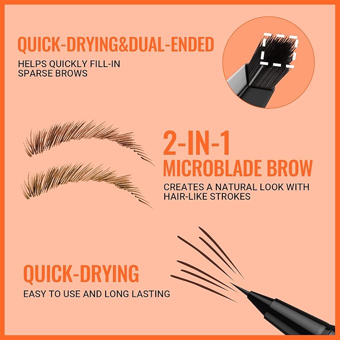 iMethod Eyebrow Pen - Eyebrow Pencil,2-in-1 Eyeliner Dual-Ended Microblading Eyebrow Pencil Long Lasting Waterproof Hair-Like Brow Pencil,with Eyebrow Brush,Eyebrow Pencils for Women,Brown