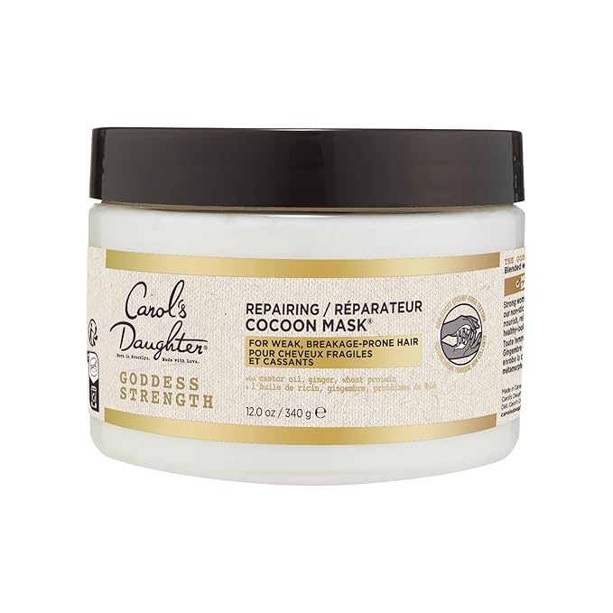 Carol's Daughter Goddess Strength Repairing Cocoon Hydrating Hair Mask for Waves, Coils and Curls, Hair Treatment With Castor Oil, 12 Oz