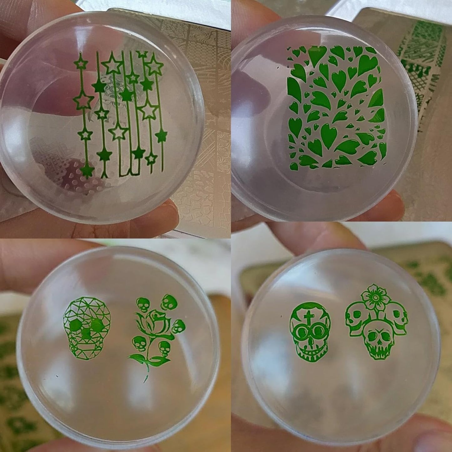 2pcs 9.5x14.5cm Nail Stamping Plates Geometry Skull Series Nail Art Stamp Templates Stencils Design Polish Manicure Stripe Dot Love Image Painting Nail Plate