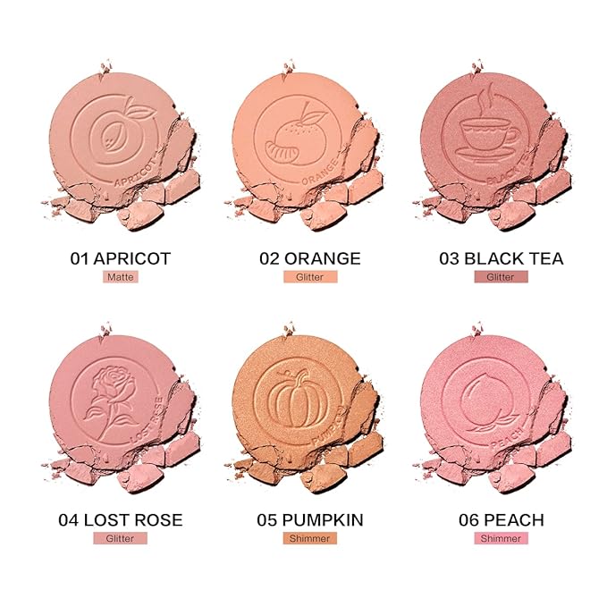 Face Blush, Powder Blush Makeup, Longlasting Highly Pigmented Face makeup, Smooth, Vegan & Cruelty Free, 1 Count, 01 APRICOT