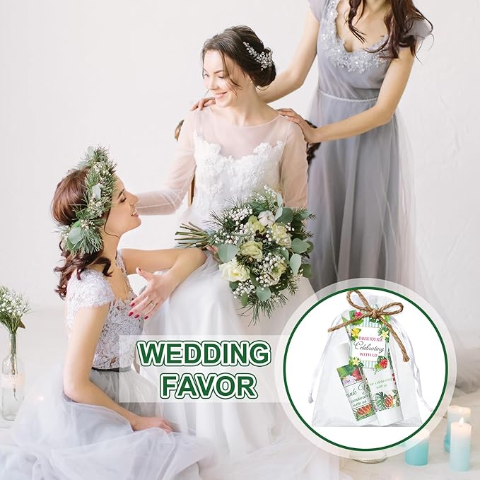 200 Pcs Baby Shower Wedding Party Favors Gift Set, 50 Pcs Baby Shower Hand Cream and 50 Lip Balm for Wedding Bridesmaid Guests Gift Supplies with 50 Organza Bag 50 Thank You Tag(Tropical)