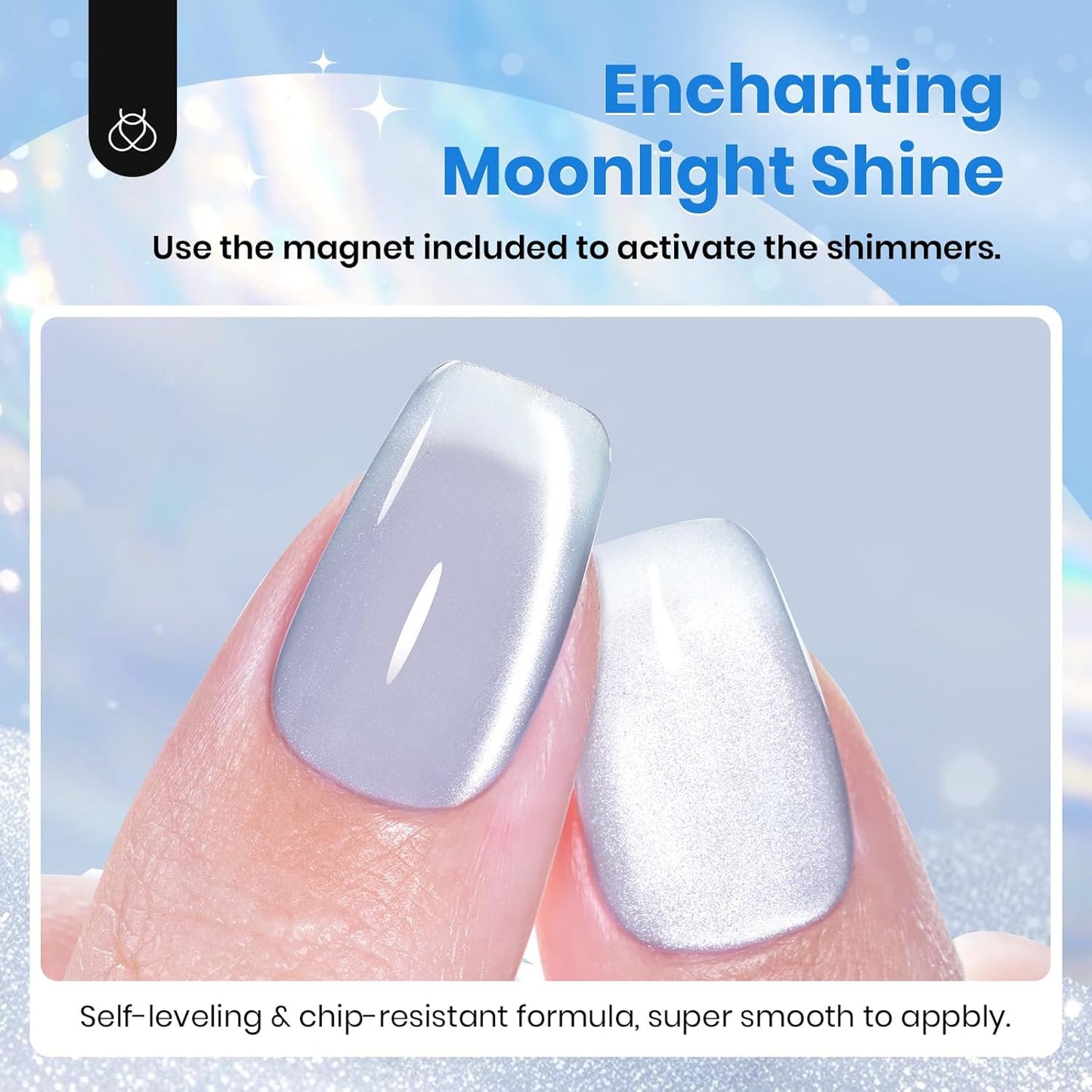 Beetles Blue Cat Eye Gel Polish, 15ML Light Blue Glass Cat Eye Glitter Gel Polish with Magnet Shimmer Translucent Sheer Color Soak Off UV Frosted Galaxy Series French Nail Art Gift for Women