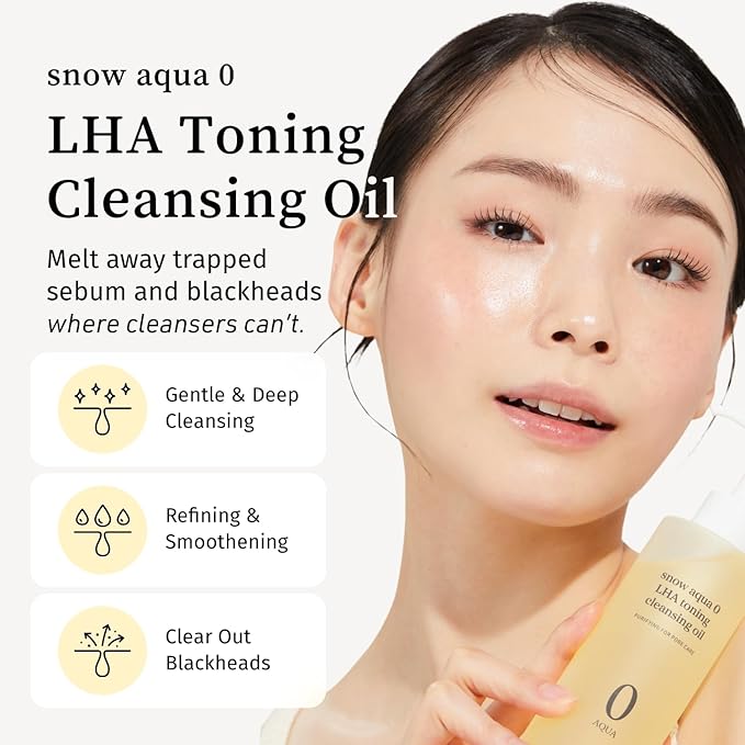 NOONI Facial Cleanser - Snow Aqua 0 LHA Toning Cleansing Oil | Makeup Blackhead Remover, Pore Control, Glass Skin, Help Control Sebum, Revitalizing, Moisturizing, Korean Skin Care, 6.76 Fl Oz (200 ml)
