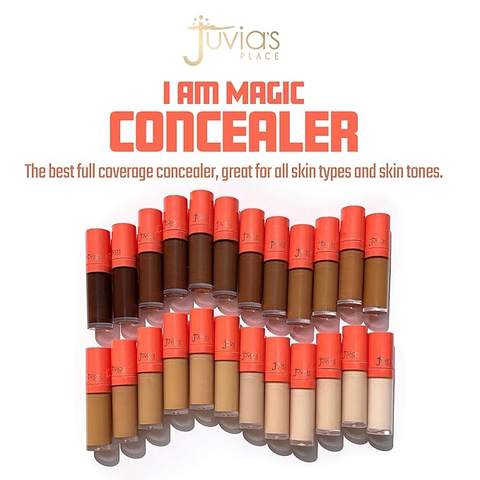 Juvia's Place I Am Magic Liquid Concealer - J1 Deepest Dark w/Cool Undertone/0.34 fl oz, Full Coverage Concealer, Makeup Concealer, Hydrating Concealer, Waterproof Concealer, Long Wear Concealer