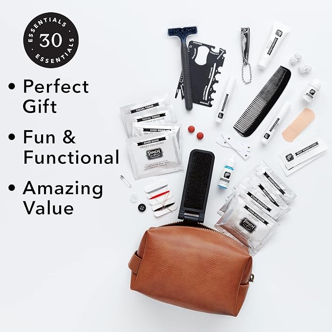 Pinch Provisions Hemergency Kit for Men, includes 30 Style & Grooming Essentials, Gift & Accessory for Grooms, Best Man, Personal Care, Travel or Cars