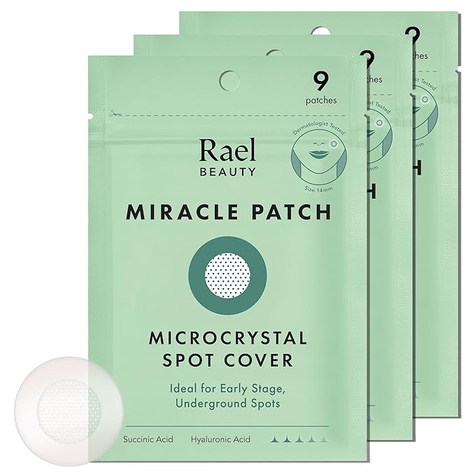 Rael Pimple Patches, Miracle Microcrystal Spot Cover - Hydrocolloid Acne Patch with Tea Tree Oil, Early Stage Zits and Blemish, Korean Skin Care, Vegan, Cruelty Free (27 Count)