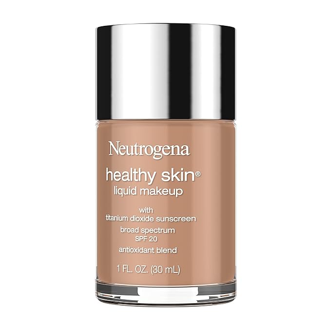 Neutrogena Healthy Skin Liquid Makeup Foundation with Broad Spectrum SPF 20 Sunscreen, Medium Coverage Foundation with Nourishing Pro-Vitamin B5, Chestnut 135, 1 fl. oz