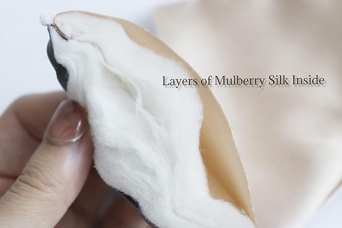 Premium Handcrafted 25 Momme Mulberry Silk Eye Mask for Sleeping (Natural White)