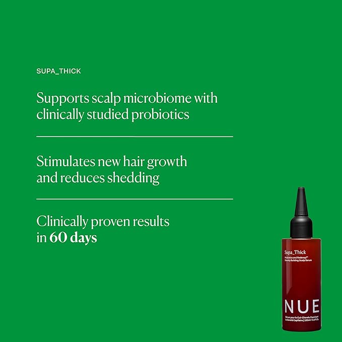 The Nue Co. SUPA THICK Topical Hair Supplement, Supports Hair Growth and Reduces Shedding, Scalp Serum for Hair Density, Vegan, 4 oz / 100 mL