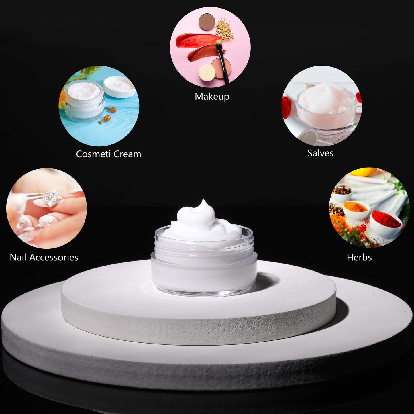 Refillable Cosmetic Sample Jars - 100 Pack 10g (0.35oz) Green Small Travel Containers with Lids + 10 Mini Makeup Spatulas - BPA Free